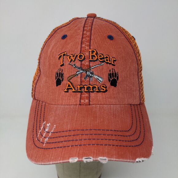 Two Bear Arms Men's Strapback Hat Orange OSFA Embroidered Logo - Picture 3 of 11